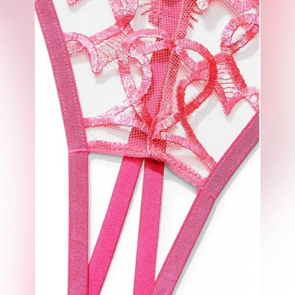 NWT Victoria's Secret VERY SEXY Unline Shimmer Heart Embroidery Crotchless Teddy - Picture 2 of 6